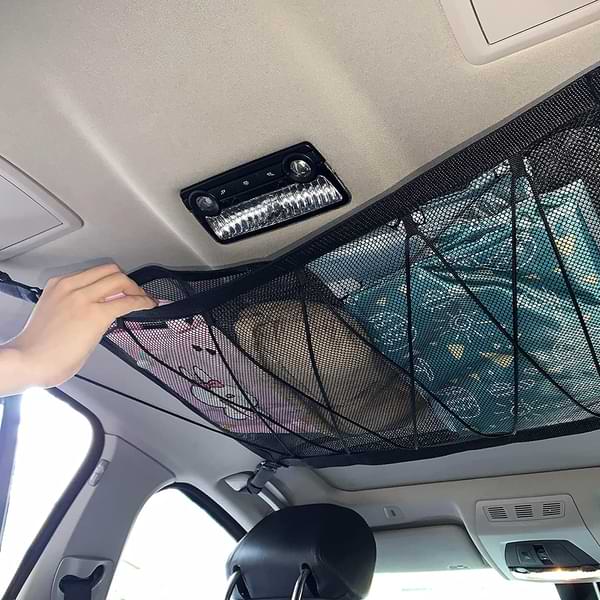 Filet de rangement pour plafond de voiture pour voiture avec 4 poignées